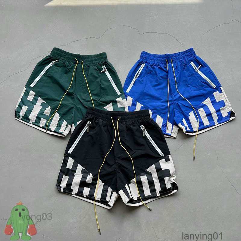 

Colorblock Rhude Shorts High Quality Zip Pocket Mesh Baggy Basketball Rh Short Pants