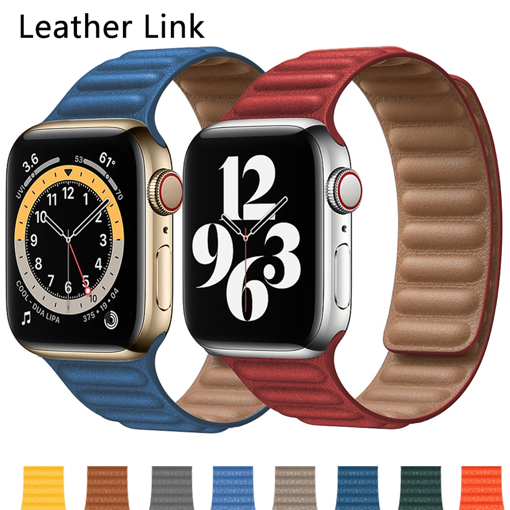

Leather Link For Apple watch band 45mm 44mm 49mm 42mm Magnetic Loop bracelet iWatch series Ultra 3 4 5 SE 6 7 8 strap