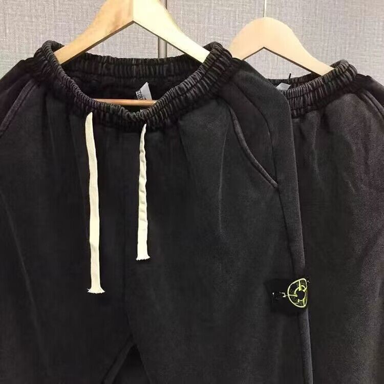 

23SS Mens Spring Summer Cargo Jogging Pants In Cotton Fleece Garment Dyed Black