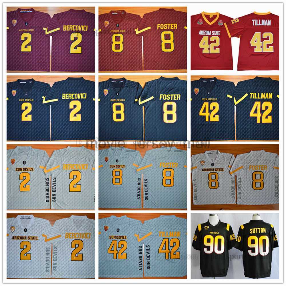 

NCAA College Football Jersey 2 Mike Bercovici 8 D.J. Foster 42 Pat Tillman 90 Will Sutton Stitched Mens Jerseys, As picture