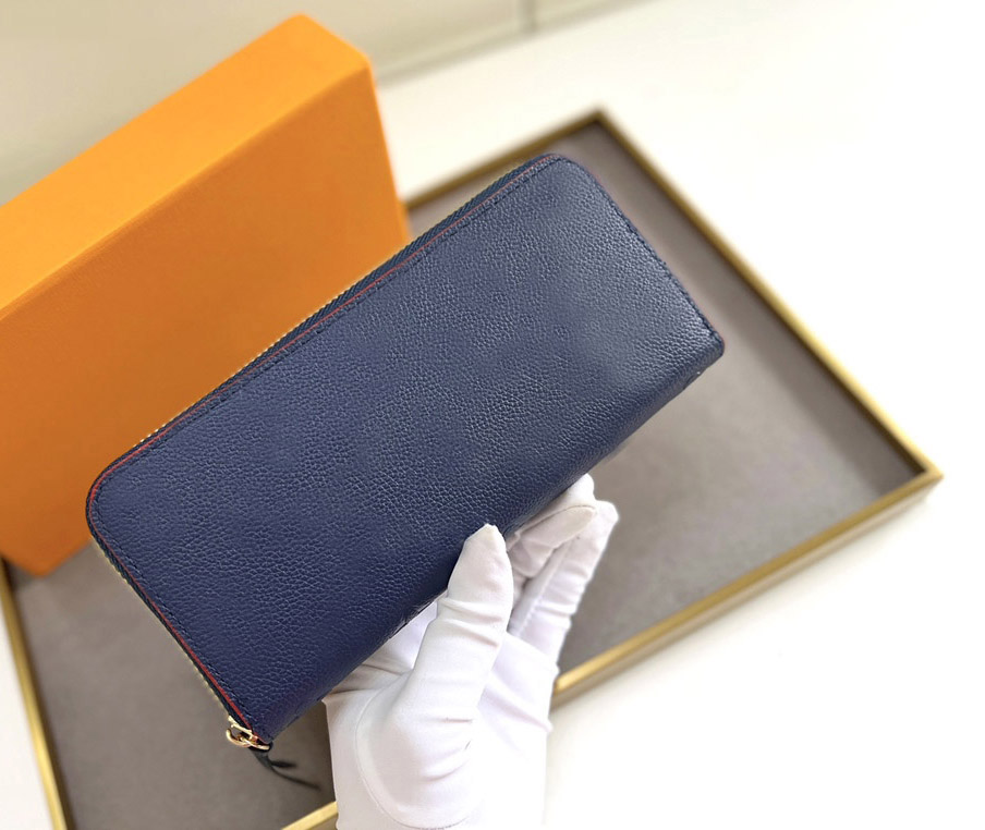 

Fashion designer wallets luxury Empreinte zipper purses mens womens slim money clutch Highs quality embossed monograms Clemence long card holders with box dust bag, 60171#embossed monogrames
