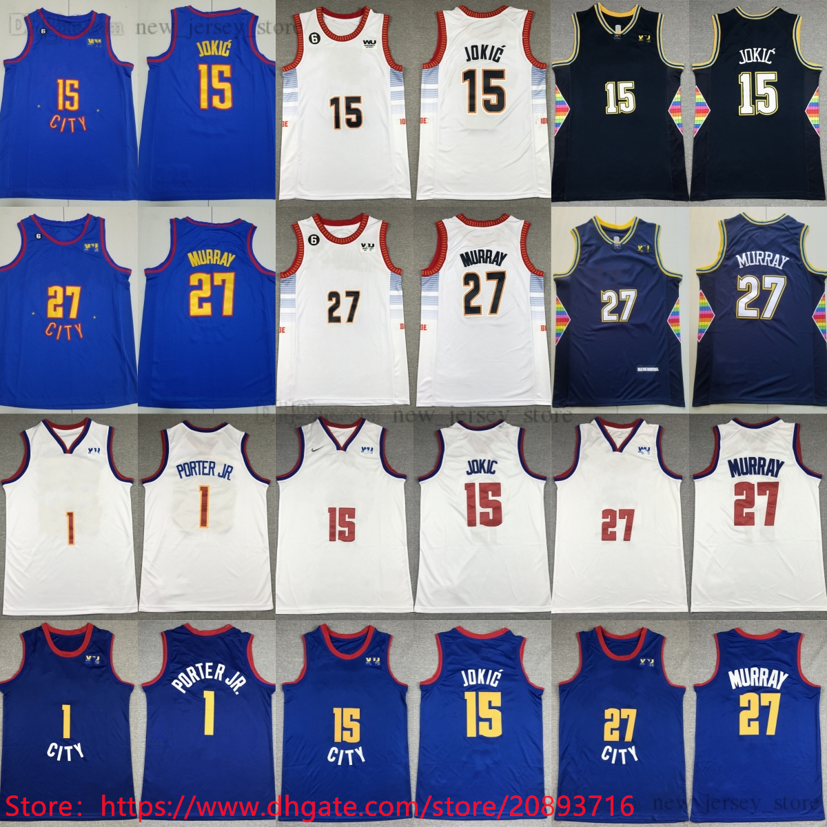 

15 Nikola Jokic Jersey Man Women Youth Stitched Basketball With 6 Patch 27 Jamal Murray 1 Michael Porter Jr. Jersey Black Wite Red New Blue City Kids Boys, Aspicture (with team name)