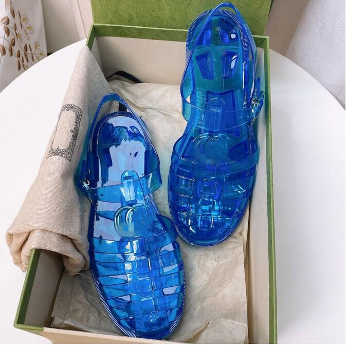

fashion luxury Designer Women's Sandals Jelly Sandal Slippers Sandals Rubber Shoes Flip Flops candy Transparent clear Women Double PVC Flat Buckle Beach Roman shoes, 01