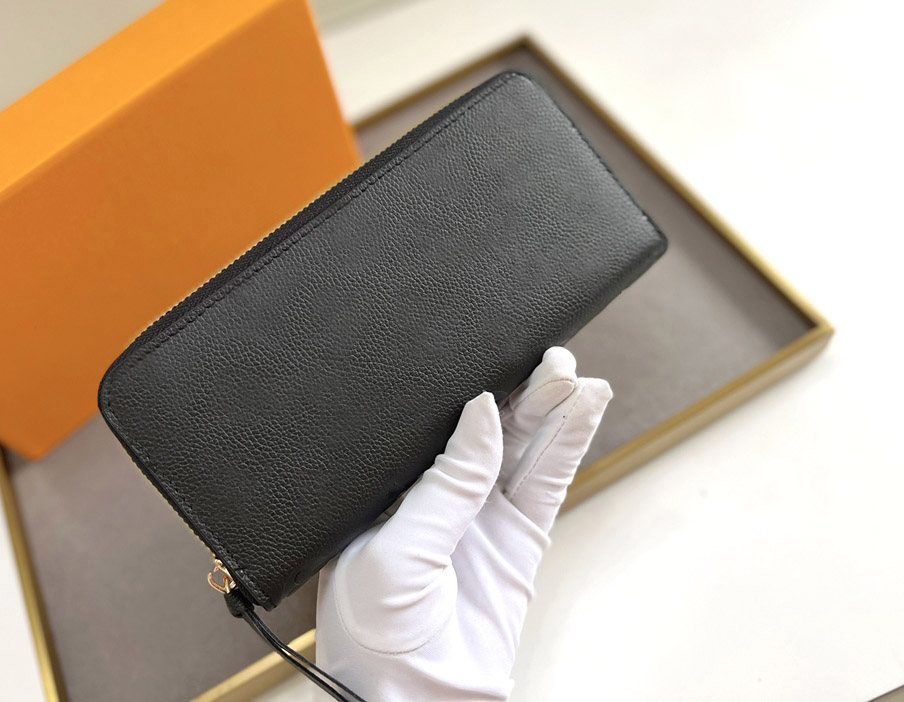 

Fashion designer wallet luxury Empreinte zipper purses mens womens slim money clutch Highs quality embossed monograms long card holder with original box dust bag, 60171#embossed monogrames