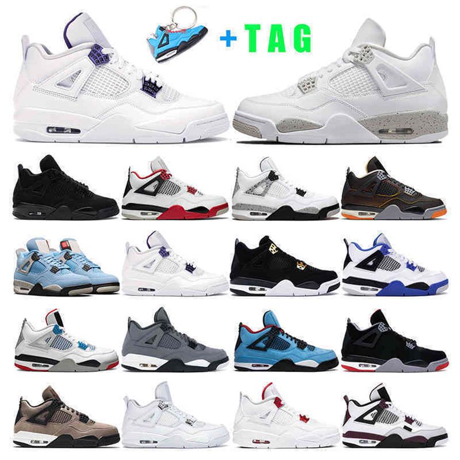 

mens Women shoes 4s jumpman 4 white oreo university bule black cat Fire Red Pure Money women sneaker269L, 6 fire red mw