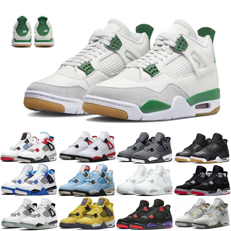 

4 Pine Green 4s Mens Basketball Shoes Black Cat Canvas Messy Room University Blue Lightning Midnight Navy Military Black Men Women Trainers Sports Sneakers, Color#2