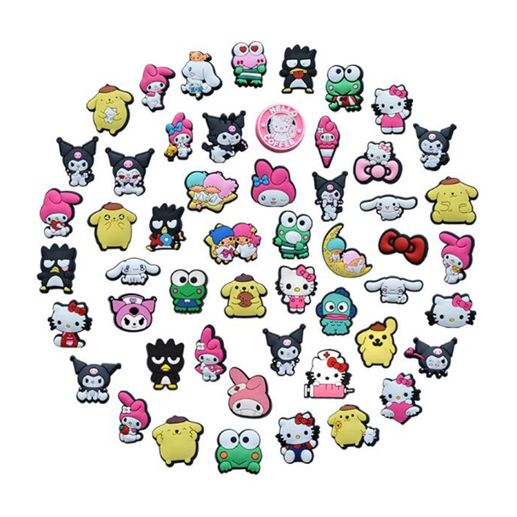 

Wholesale PVC croc charms Custom designer sandals cartoon charms and bracelet shoe charms for kids