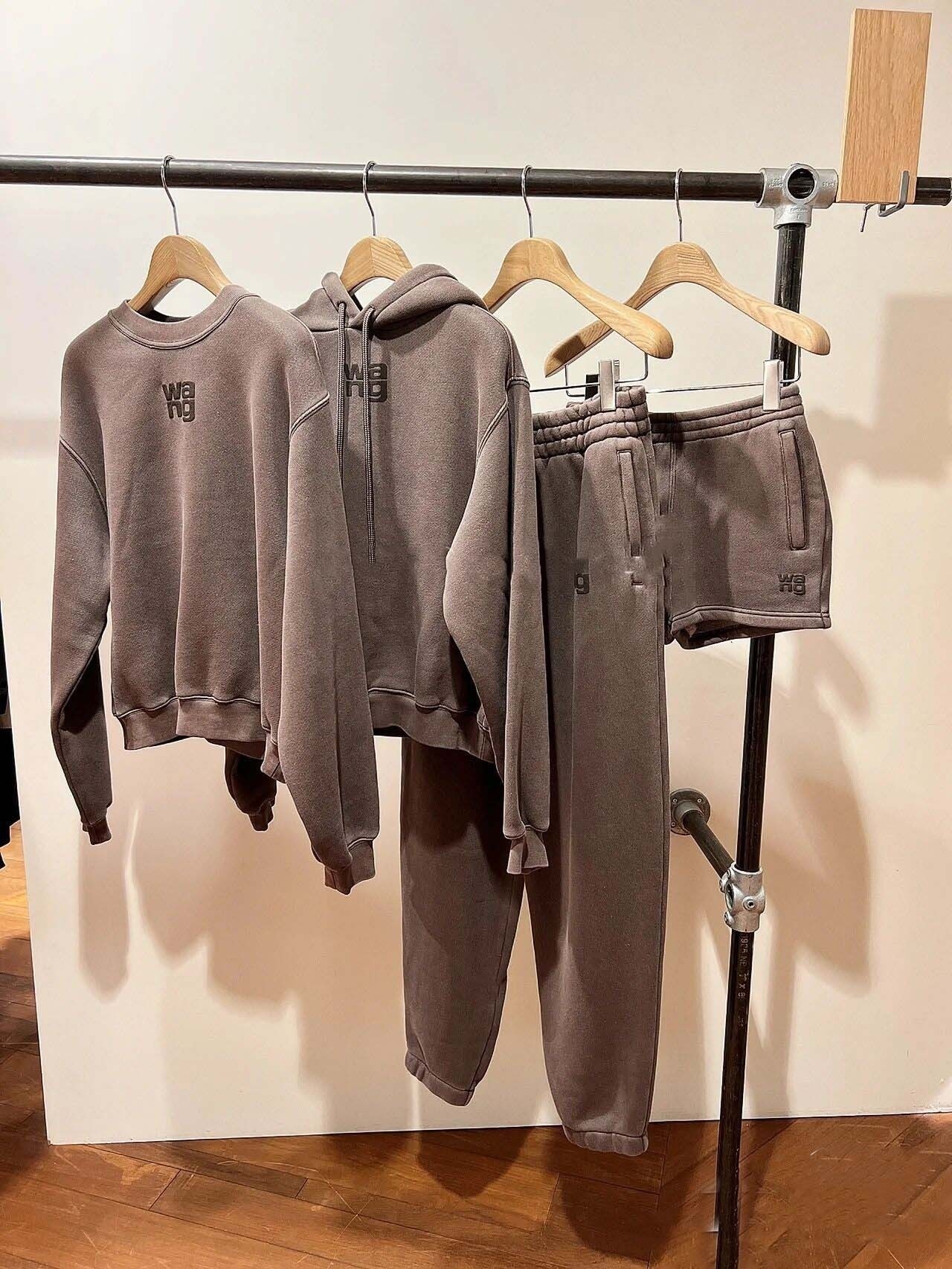 

Womens Hoodies Sweatshirts Autumn Early and winter womens Wang Lettered Terry Sweatshirts Hooded Drawstring and Pants 230320, Grey sweatshirt