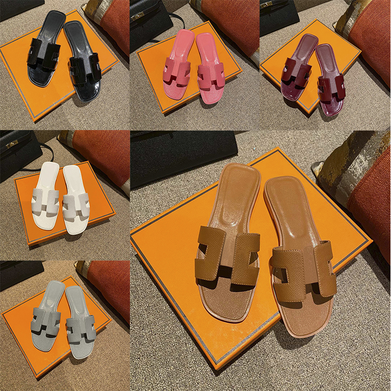 

Pairs H Slippers brown casual sandals for woman fashion outdoor flat oran sandal leather no slip flip flops luxury EVA pantoufle slipper summer beach designer slide, Color 25