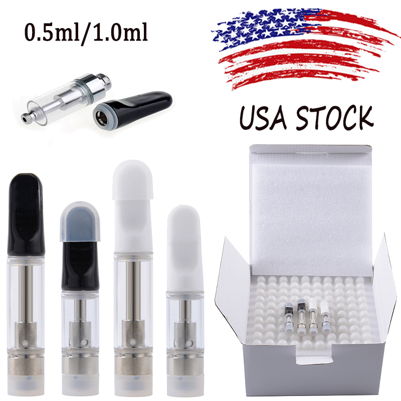 

USA Stock Th205 Vape Cartridge E Cigarrettes Atomizers 510 Thread Empty Vape Cartridges Packaging 0.5ml 1.0ml Oil Vaporizer Disposable Starter Kits Black White Carts
