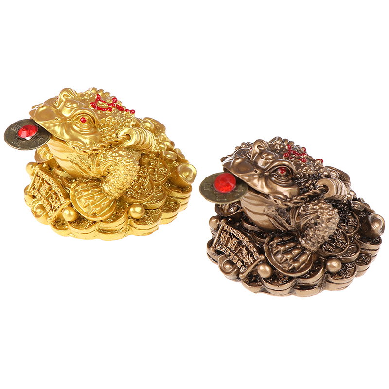 

Feng Shui Toad Money LUCKY Fortune Wealth Chinese Golden Frog Toad Coin Home Office Decoration Tabletop Ornaments A