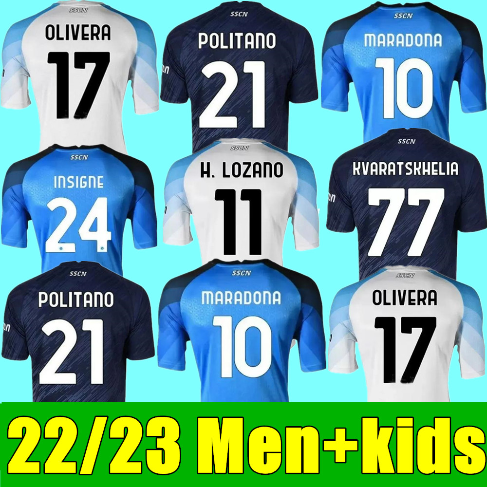 

22 23 NAPOLI soccer jerseys Naples ZIELINSKI ANGUISSA OLIVERA KVARATSKHELIA KIDS FOOTBALL SHIRT OSIMHEN FABIAN LOZANO SSC Napoli Maillots de foot Maglia 2022 2023, Adult third+world cup patch