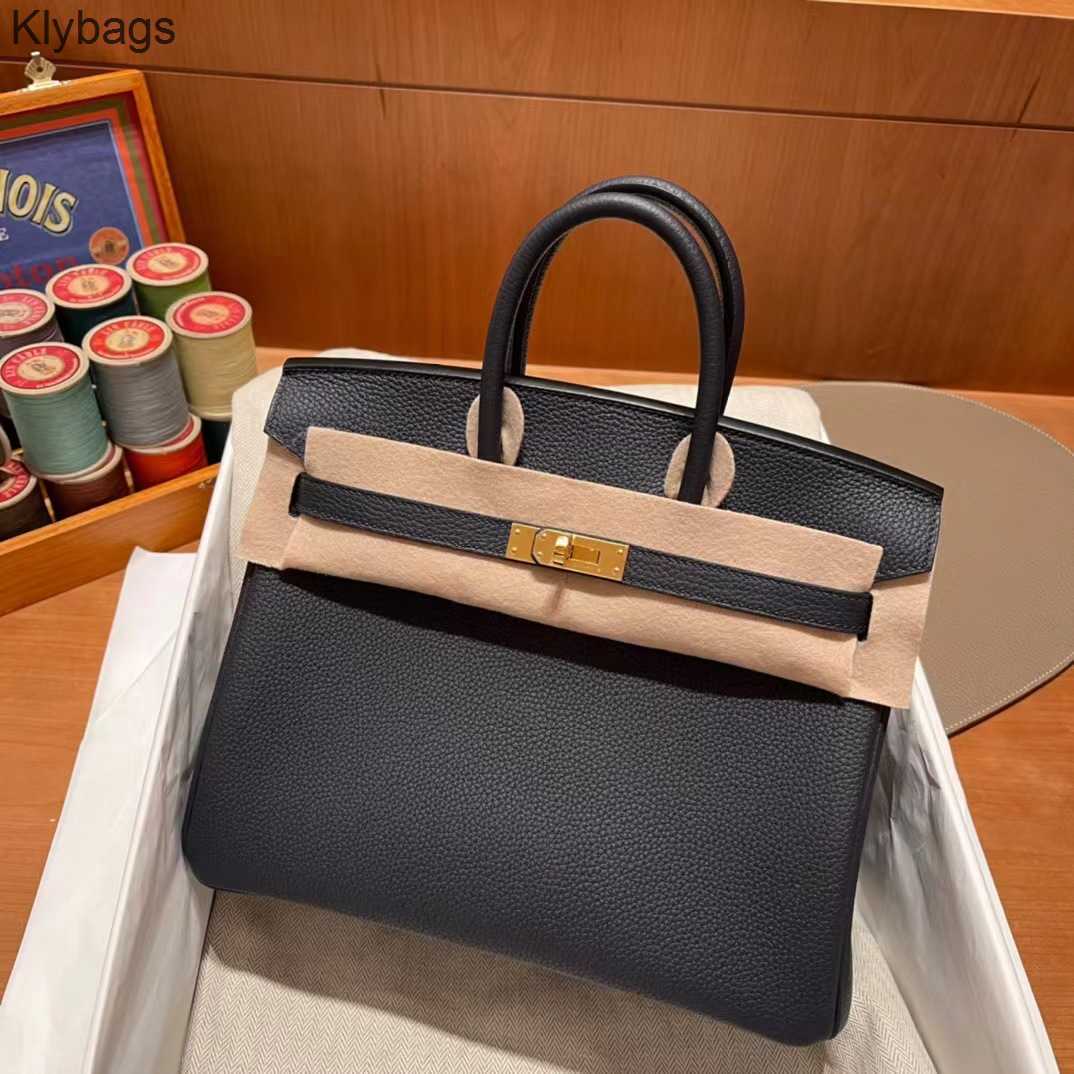 

Birkins Sewn Togo Genuine Bags Handmade Hand Leather with Wax Thread Bag 2023 Calfskin Top Handbag Lock Catch Women's 30 1sxu, Gold brown (silver )