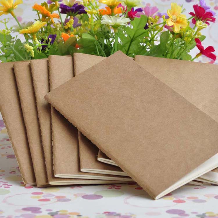 

Kraft Notebook Unlined Blank Books Travel Journals for Students School Children Writing Books 8.8*15.5cm Small Notebook