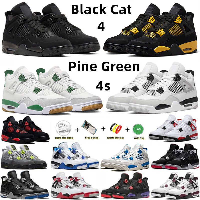 

Jumpman 4 Pine Green Mens basketball shoes 4s Black Cat Seafoam Military Black Thunder Photon Dust University Blue White Oreo Cement women Trainers sports sneakers, 45