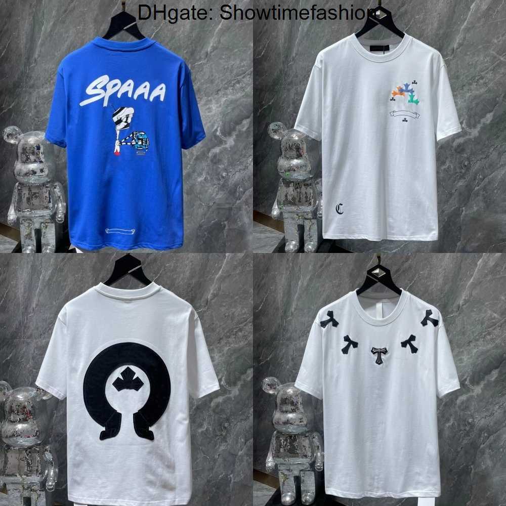 

Ch Fashion Men's t Shirt Designer Chrome Classic Summer Brand Short Sleeve Sanskrit Letter Pullover T-shirt Horseshoe Cross Pattern 487W, 125