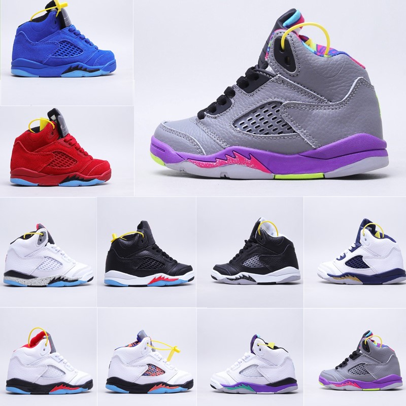 

Toddlers Jumpman 5s kids shoes boys 5 basketball youth infants Children black mid sneaker Blue Fire Red Easter Sail designer trainers baby kid shoe 26-35