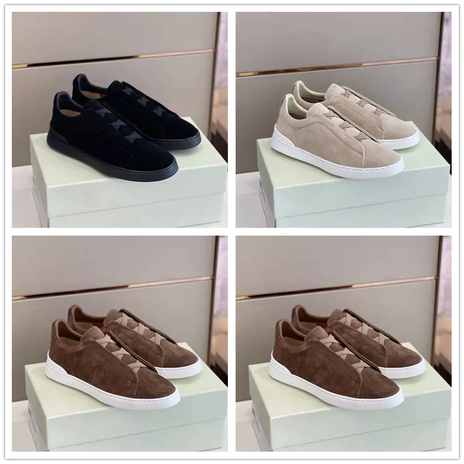 

Top Luxury Triple Stitch Men Skateboarding Shoes Crossing Elastics Sneakers Low-top Fast-paced Lifestyles Man Slips On Casual Walking EU38-46 With Box