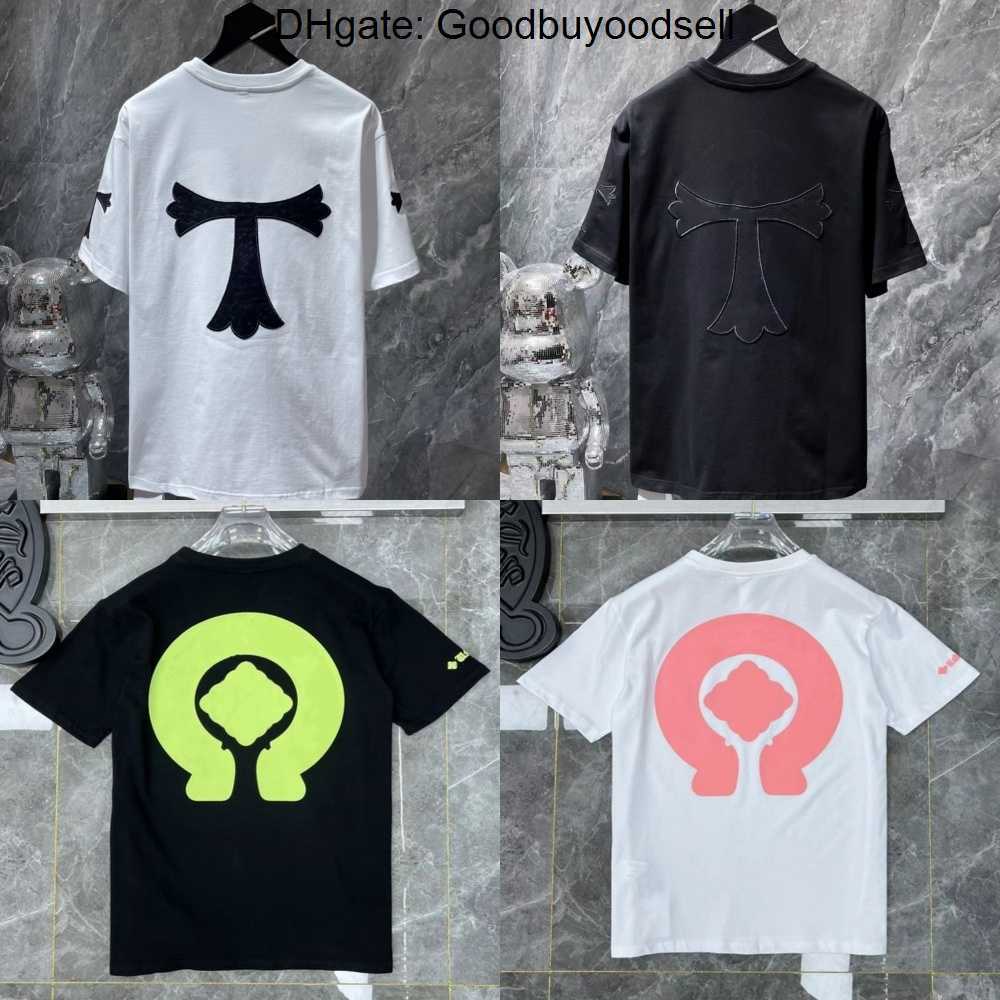 

Fashion Mens Classic t Shirts Brand Top T-shirts Ch White Short Sweater Casual Embossed Letter Horseshoe Sanskrit Cross Pattern Designers LAYR, A10