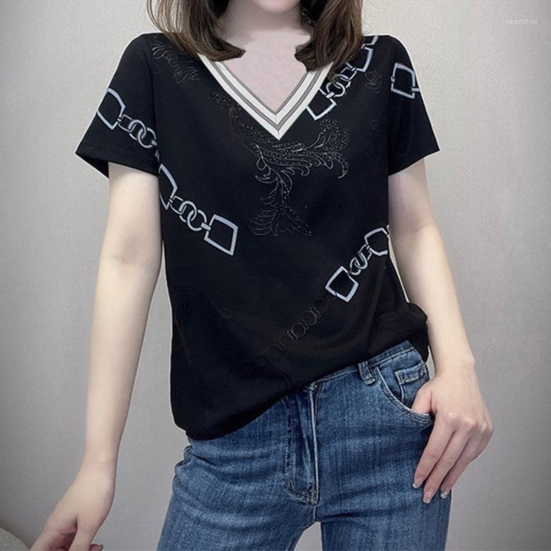 

Women's T Shirts Women Clothes Cotton Loose Office Lady Letter Polo T-shirt Summer Simple Trend Tops Ladies Casual All-match Fashionable Top, Counter quality