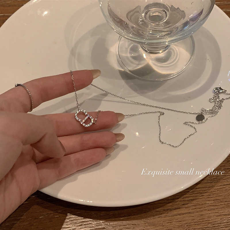 

Pendant Necklaces Strands Strings Korean version of fashion and cool temperament simple silver CD letter necklace women's light luxury small crowd