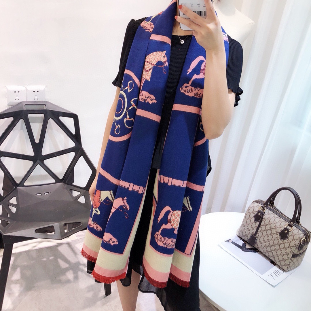 

Classic Artificial Cashmere Scarf Women's Large Size Thick Warm Tassel Shawl Carriage Orange Classic Factory Direct Sales