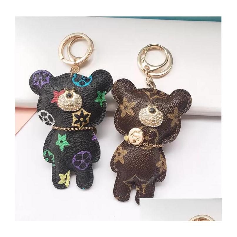 

Keychains Lanyards Bear Design Car Flower Bag Pendant Charm Keyring Holder Pu Leather Animal Key Chain Drop Delivery Fashion Access Dhior