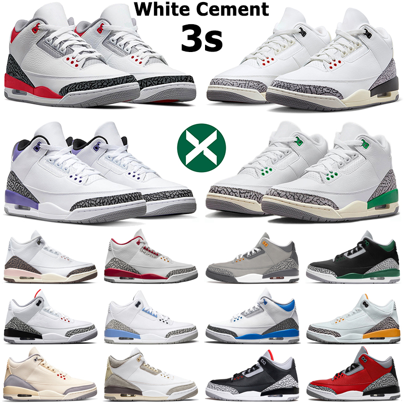 

3 men basketball shoes 3s sneakers White Cement Reimagined Fire Red Cardinal Dark Iris Pine Green UNC Rust Pink Cool Grey mens women outdoor sports trainers, 16