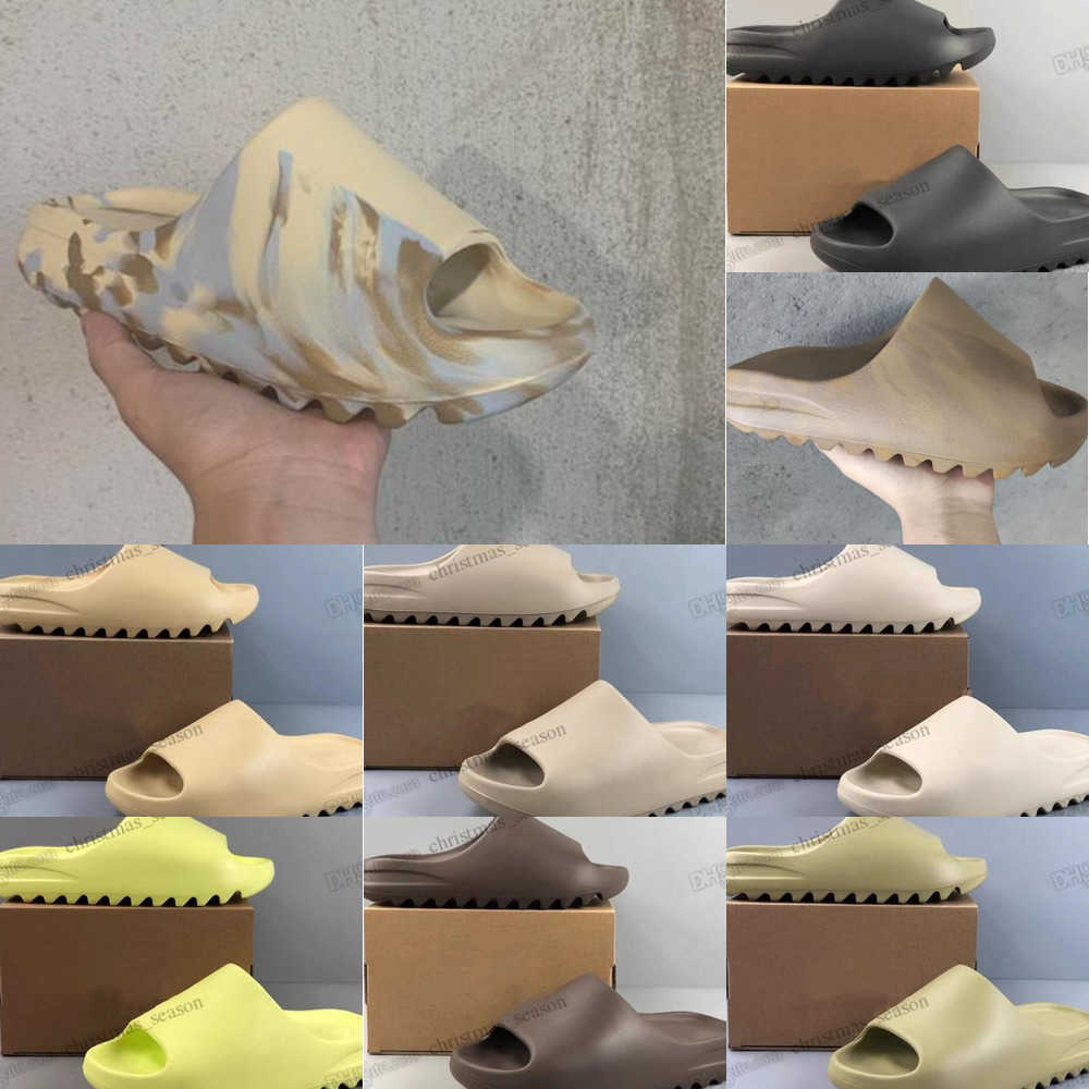 

With Box Mens Women Slippers Sandals Bone MXT Moon Gray MX Carbon Flax Cream Clay Slides Shoes EVA Rubber Onyx Ochre White Pure Foam Slipper, 4 earth brown-core