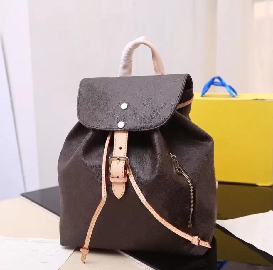 

Sperone Backpack Bags Classic Women Fashion Cover Satches Coated Canvas Flower Brown White Check 2 Sizes MM BB Double Straps Ladies Rucksack