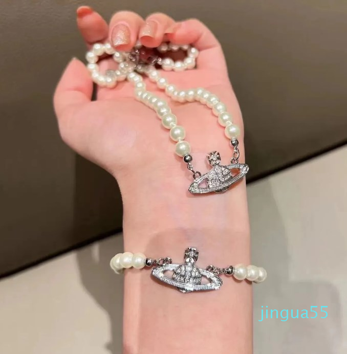 

famous British designer pearl pendant saturn necklace bracelet stereoscopic 3D planet collarbone choker necklaces bracelets jewelry for women mens tennis chain