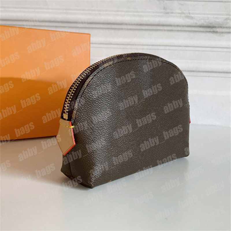 

Designer Makeup Bag Leather Travel Pouch Women Designers Cosmetic Case Arch Zipper Make Up Bag Clutch Purse Flower Pouches With Box, Brown flower