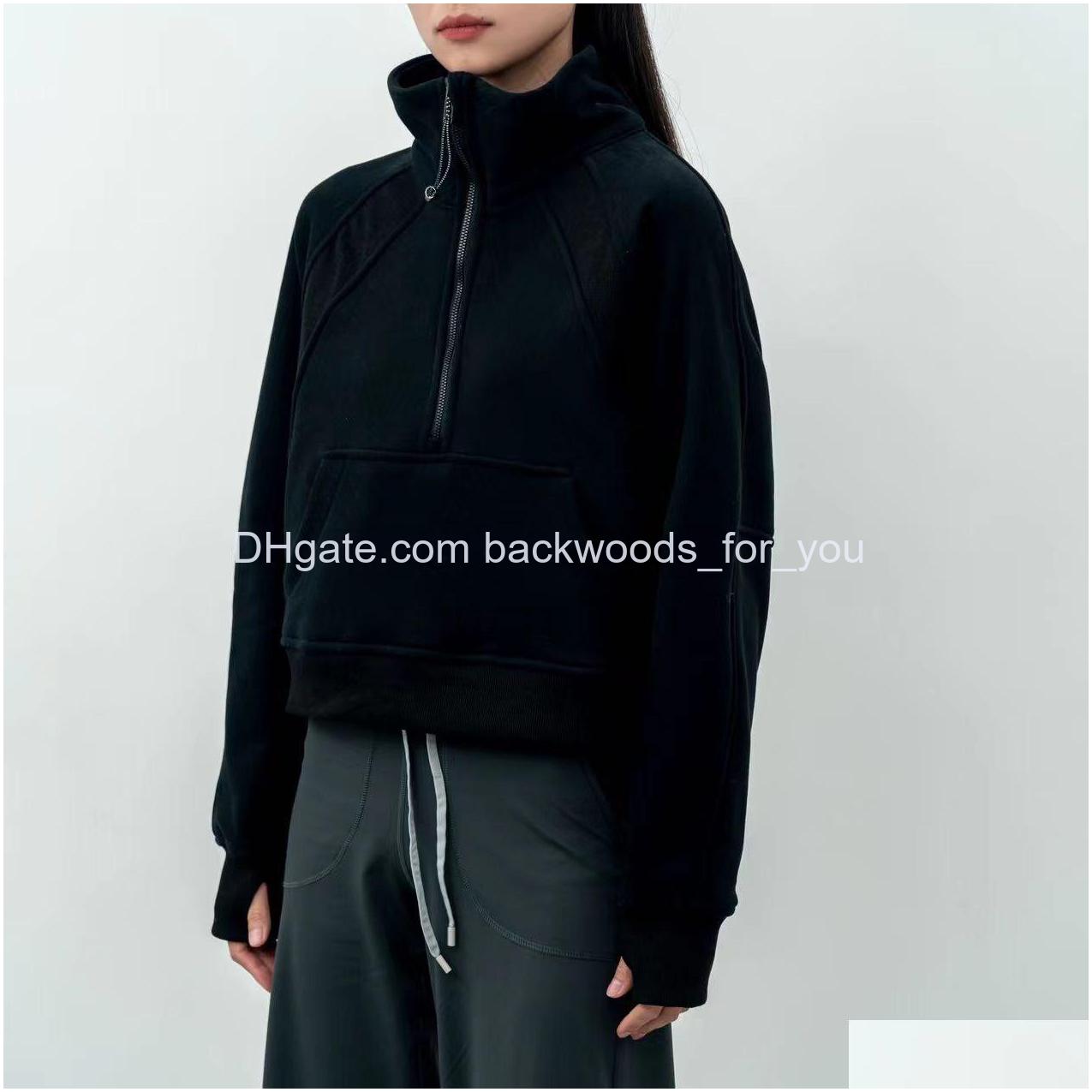 

Outdoor Jackets Hoodies Yoga Sweatshirt Scuba Fl Half Zip Hoody Hoodies Leisure Sweatshirts Gym Clothes Women Lutops Workout Fitness Dhpji, Green