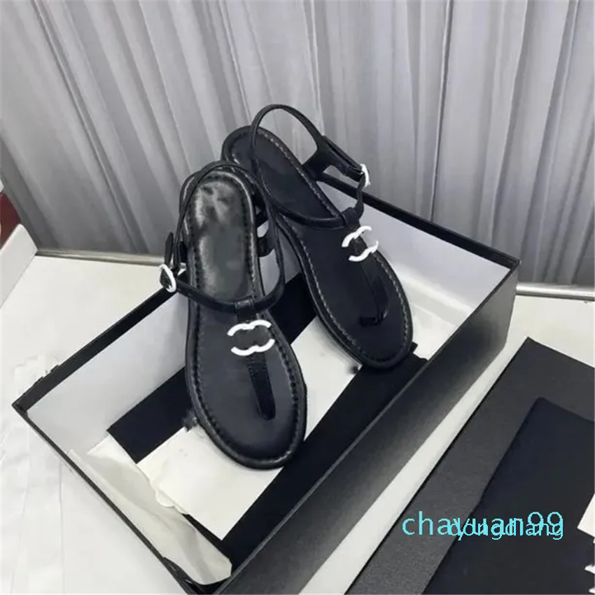 

Summer Women Sandals 2023 Channel Luxury Brand Business Dress Wedding Party Leather Casual Flat heel Slippers, Red