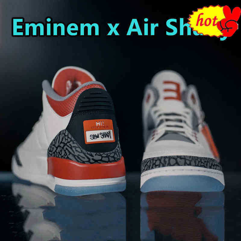 

TOP Basketball Shoes Basketball Shoes Spotrs Sneakers Fire Red Super Bowl With Box Jumpman 3 3S Mens Eminem X Shady Pe Halftime Show Slim Shady, Color#1
