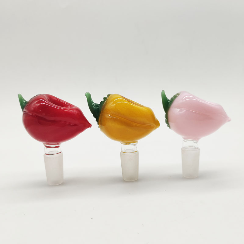 

DPGB140 Smoking Accessories 14Mm 18Mm Colored Peach Design Glass Bong Slide Bowl