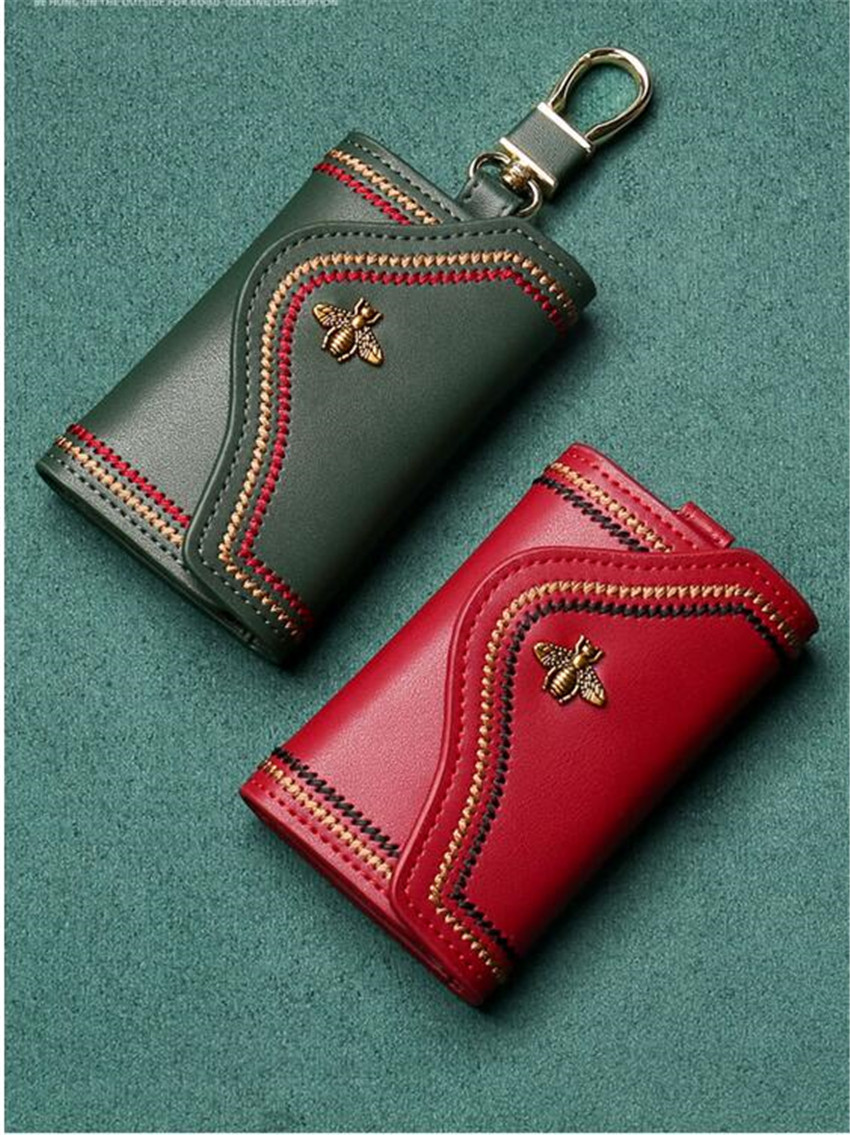 

HBP key pouch key bag Genuine leather small mini simple multi-functional public key storage bag for men and women, Red