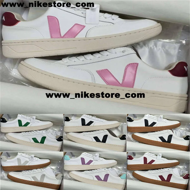 

With Box Women Veja V-12 Leather White Casual Sneakers Trainers Shoes Mens Size 5 11 Platform Runnings Chaussures Veja V12 Vulcanized Sca jn