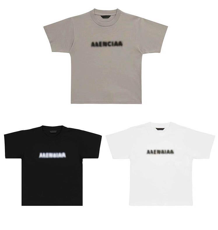 

Kids boys girls summer short-sleeved T-shirts Fuzzy words tide brand children Shirt loose half-sleeved Tees Tops Baby clothing Plus size