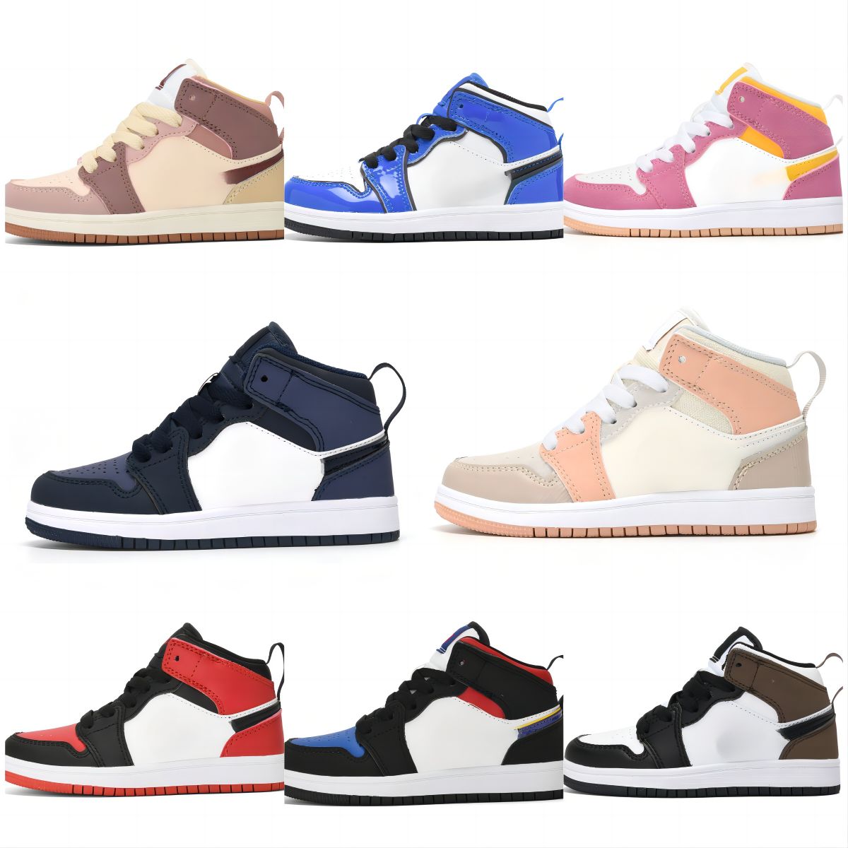 

Basketball Shoes Jumpman 1 1s Infant Kids Sneakers Pink Basketball Shoes Dark Mocha Trainers Edge Glow Volt Gold High Light Smoke Grey size 24-37 with box, A1kids-2