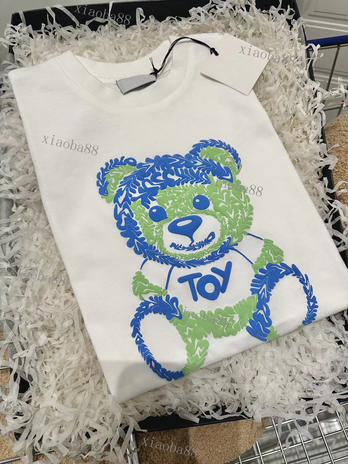 

Cute little bear wave Summer Baby Boys Girls T-shirts Cotton Kids Clothing Short Sleeve T Shirt Children Round Collar Tees Loose Style