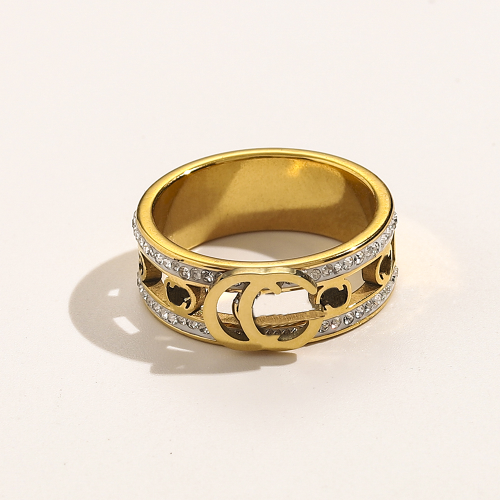 

Classic Fashion Jewelry Designer Rings Women Letter Love Wedding Supplies Stainless Steel Diamond Gemstones Ring Fine Finger Ring ZG1134