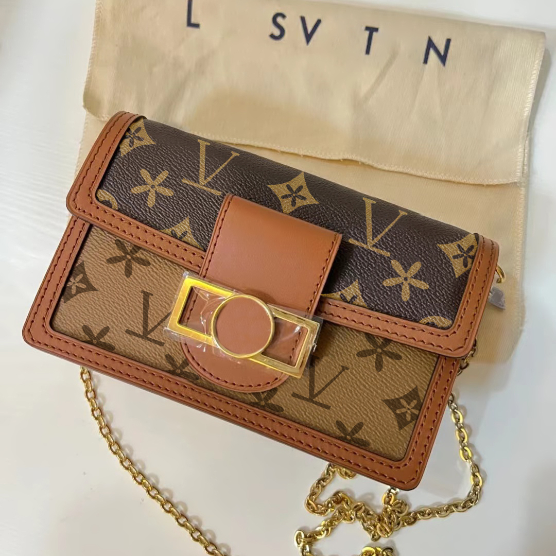 

Women 2 Size viutonity DAUPHINE Brown flower bag M45958 M45959 luxury tote handbag Man clutch flap Genuine Leather crossbody designer gold chain Shoulder bag travel, Mon0gram
