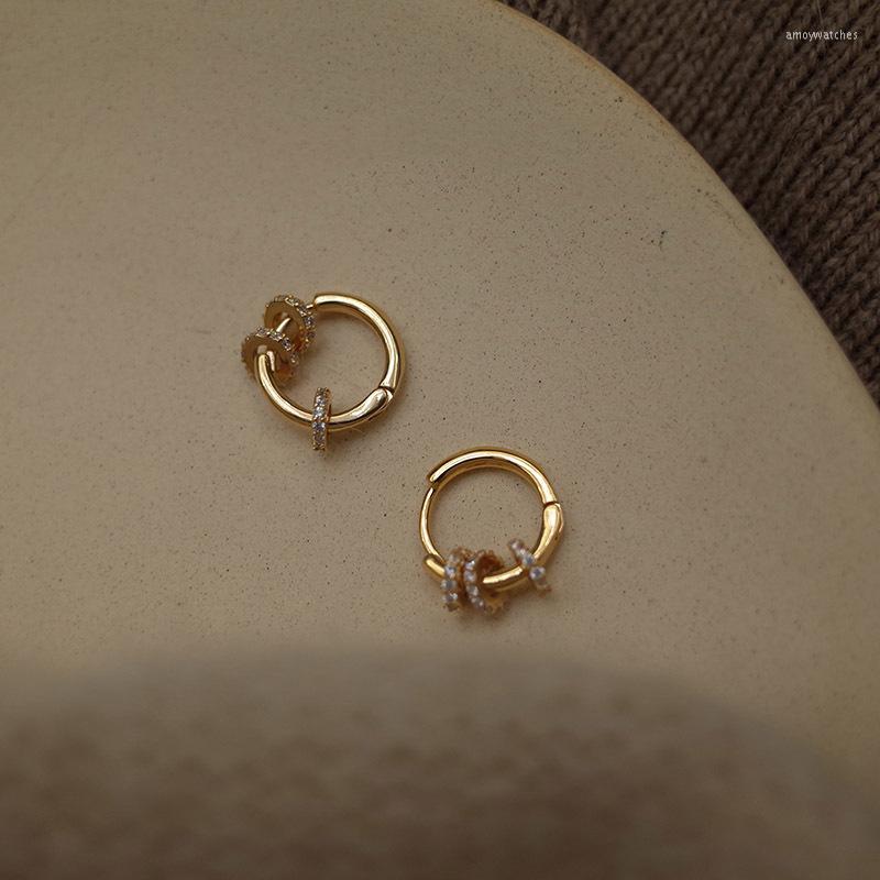 

Hoop Earrings Korean Zircon Charms For Women Elegant Small Circle Huggies Earring Gold Color Boucle D'oreille Oorbellen Jewelry