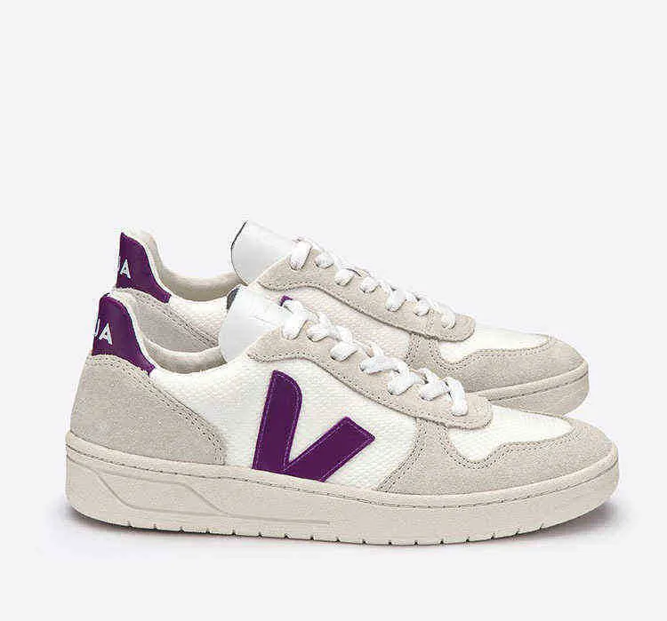 

With Box Dress Shoes French veja casual shoes Spring summer canvas sneakers for men and women the same V10 breathable flying woven sports gz, Green is pink v