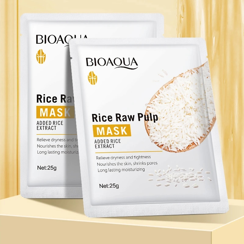 

BIOAOUA White Rice Face Sheet Facial Mask Korean Skin Care Moisturizing Face Mask