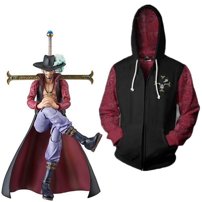 

Asian Size Japan Anime Dracule Mihawk ONE PIECE Unisex Cosplay Costume Halloween Zipper Jacket Hoodie Coat Uniform238I