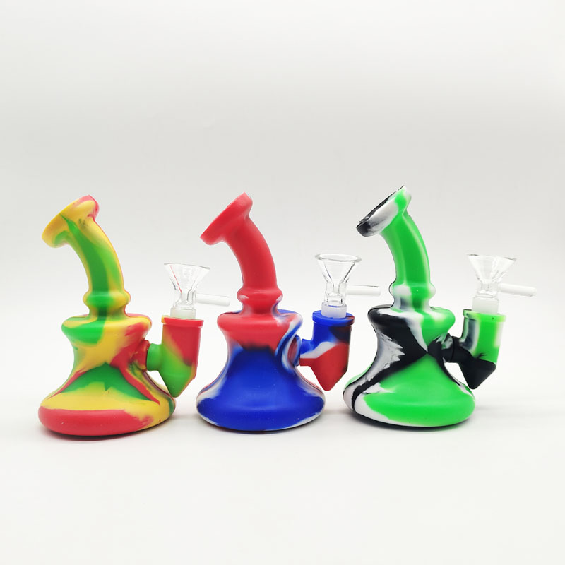 

DPSP033 Smoking Accessories 5 inch silicone water bong pipe with glass bowl