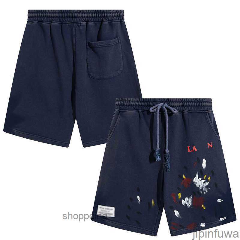 

2023 Summer Lanvins Shorts Colorful Designer Pants Splash Ink Graffiti Hand-painted Printed Luxury Sports Casual Loose Short Sleeve Trouserszq8n, Army green