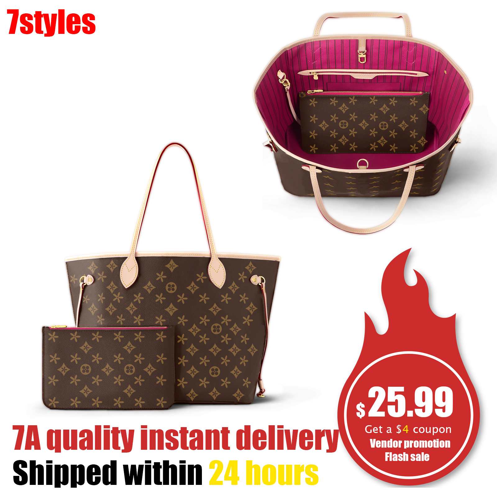 

lvl M41178 2 piece Genuine Leather Shopping bag luxury tote handbag large mother Womens travel mans beach purse louvis Picnic bags crossbody Shoulder flower clutch, Damier ebene pink